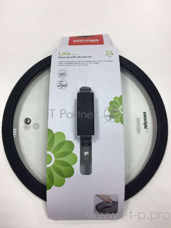 Стеклянная крышка с силиконовым ободом, 24 см, NADOBA, серия LOTA