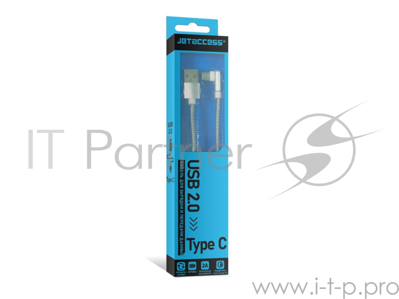 Кабель для зарядки и передачи данных Jet.A JA-DC35 1м белый (в оплётке,USB2.0/USB Type C, QC3.0, 2A)