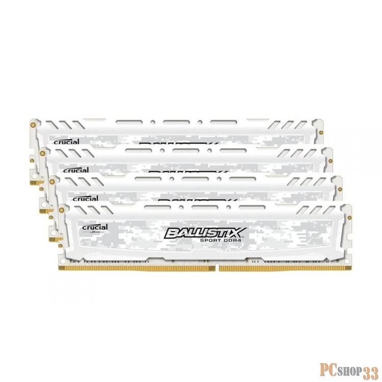 Память оперативная Crucial 64GB Kit (16GBx4) DDR4 2666 MT/s (PC4-21300) CL16 DR x8 Unbuffered DIMM 288pin Ballistix Sport LT White