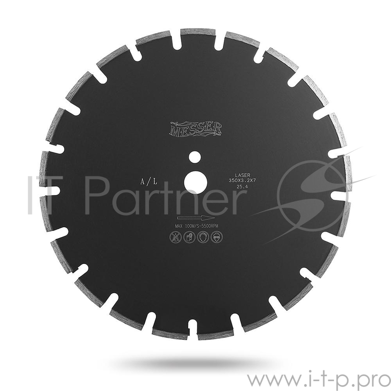 Диск алмазный MESSER A/L 01-12-300 Ф300х3.2х25.4мм универсальный рез сегментный для асфальта