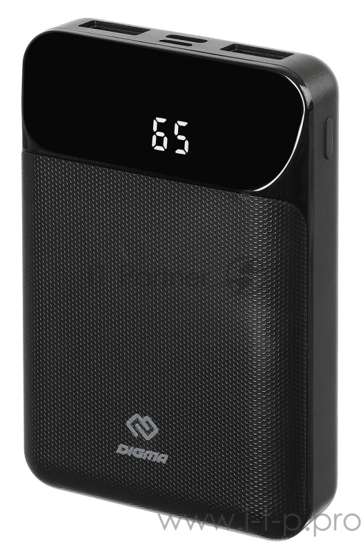 Мобильный аккумулятор Digma DG-10000-SML-B Li-Pol 10000mAh 3A+3A черный 2xUSB