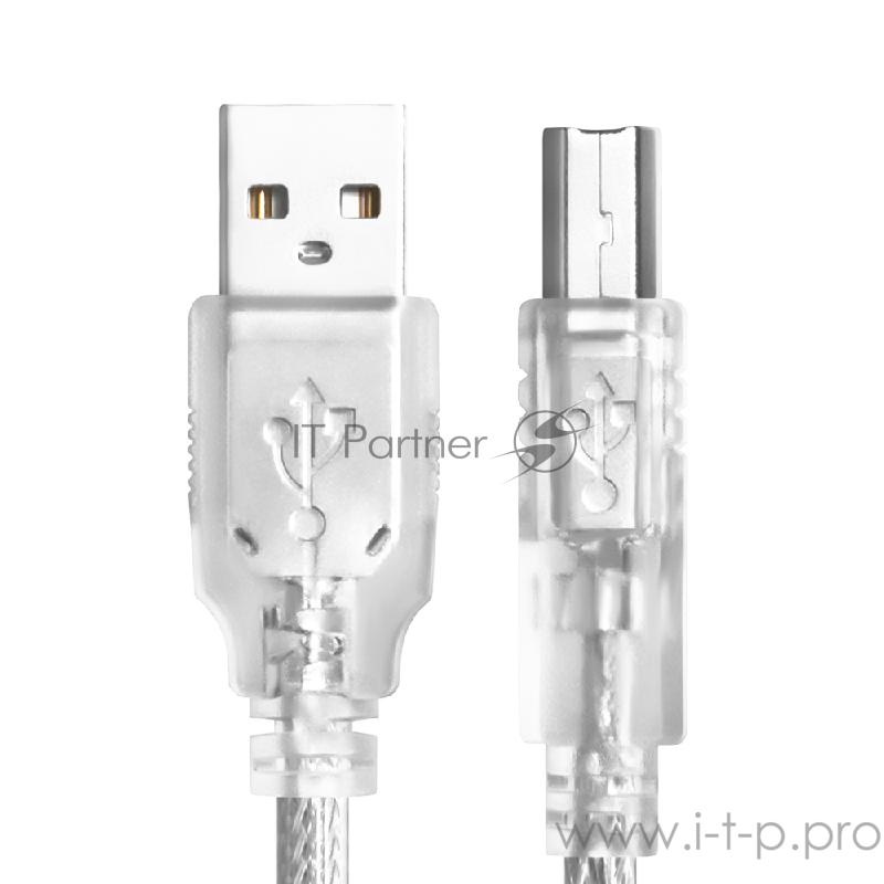 Greenconnect Кабель 0.75m USB 2.0, AM/BM, прозрачный, 28/26 AWG, Premium, экран, армированный, морозостойкий, GCR-51051 Greenconnect Кабель 0.75m USB 2.0, AM/BM, прозрачный, 28/26 AWG, Premium, экран, армированный, морозостойкий, GCR-51051