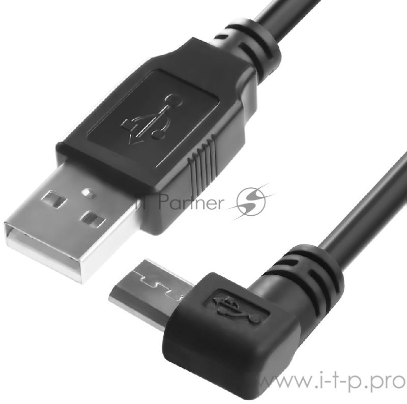 Greenconnect Кабель 3.0m USB 2.0, AM/microB 5pin угловой, черный, 28/28 AWG, экран, армированный, морозостойкий, GCR-UA4MCB1-BB2S-3.0m Greenconnect Кабель 3.0m USB 2.0, AM/microB 5pin угловой, черный, 28/28 AWG, экран, армированный, морозостойкий, GC