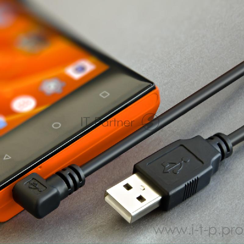 Greenconnect Кабель 3.0m USB 2.0, AM/microB 5pin угловой, черный, 28/28 AWG, экран, армированный, морозостойкий, GCR-UA4MCB1-BB2S-3.0m Greenconnect Кабель 3.0m USB 2.0, AM/microB 5pin угловой, черный, 28/28 AWG, экран, армированный, морозостойкий, GC