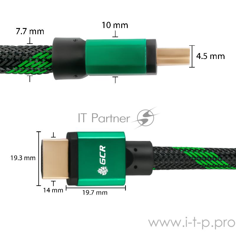 Greenconnect Кабель 3.0m HDMI версия 2.0, HDR 4:2:2, Ultra HD, 4K 60 fps 60Hz/5K*30Hz, 3D, AUDIO, 18.0 Гбит/с, 28/28 AWG, OD7.3mm, тройной экран, BICOLOR нейлон, AL корпус зеленый, GCR-51487 Greenconnect Кабель 3.0m HDMI версия 2.0, HDR 4:2:2, Ultra