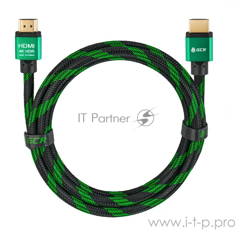Greenconnect Кабель 3.0m HDMI версия 2.0, HDR 4:2:2, Ultra HD, 4K 60 fps 60Hz/5K*30Hz, 3D, AUDIO, 18.0 Гбит/с, 28/28 AWG, OD7.3mm, тройной экран, BICOLOR нейлон, AL корпус зеленый, GCR-51487 Greenconnect Кабель 3.0m HDMI версия 2.0, HDR 4:2:2, Ultra