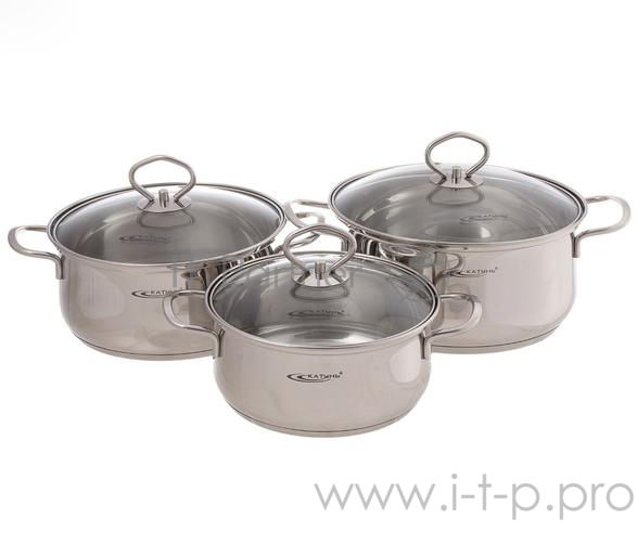 Набор кастрюль Катунь Лира КТ-CP-003, 6пр, (3,2л+4,2л+5,2л)
