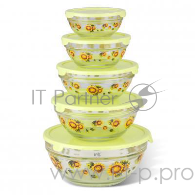 Набор стеклянных салатников IRIT GLSA-5-001 желтый, 5 предметов (уп-ка 12шт) &