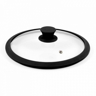 Крышка стеклян. Tima 4826BL с силиконовым ободом 26 см. черная