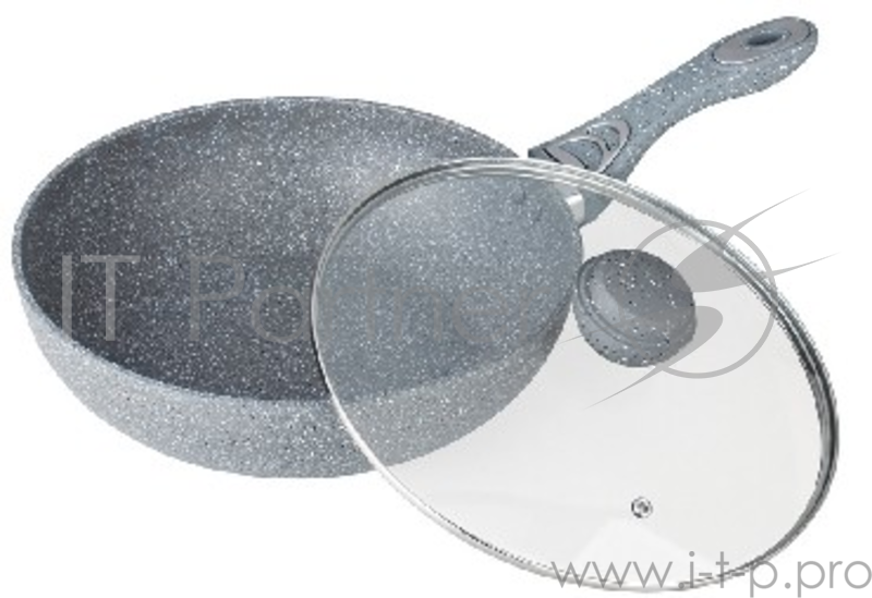 Сковорода ВОК со стеклянной крышкой BEKKER BK-7910 30см Вок 30см/4,4л. Толщина стенки 2,0мм, дна 4,0мм, высота 8см. Внутри антипригарное серое мраморное покрытие, снаружи жаропрочное серое мраморное покрытие. Ручка крышки с покрытием Soft touch. Ручк
