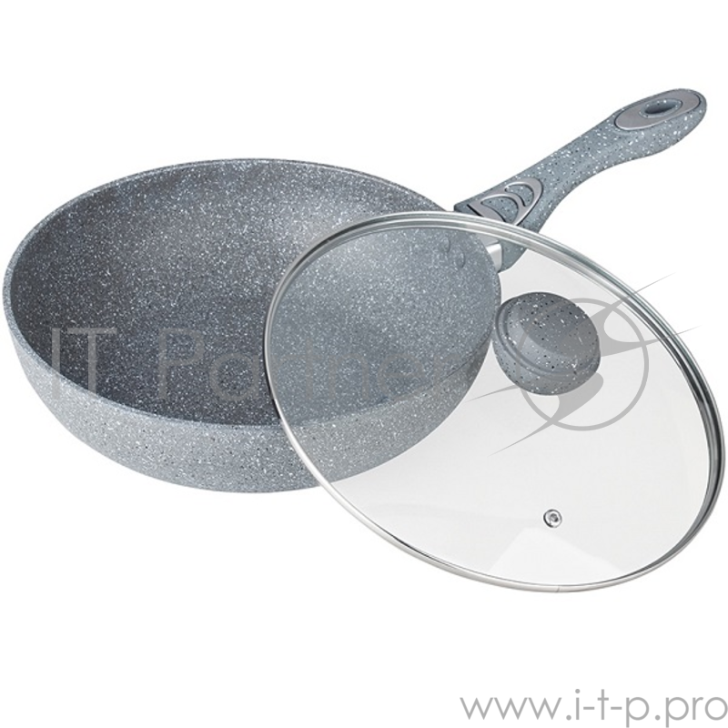Сковорода ВОК со стеклянной крышкой BEKKER BK-7910 30см Вок 30см/4,4л. Толщина стенки 2,0мм, дна 4,0мм, высота 8см. Внутри антипригарное серое мраморное покрытие, снаружи жаропрочное серое мраморное покрытие. Ручка крышки с покрытием Soft touch. Ручк