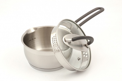 Ковш Tima ID-14K с 2-мя носиками с крышкой 1 л ИДЕАЛ с силикон. ручками