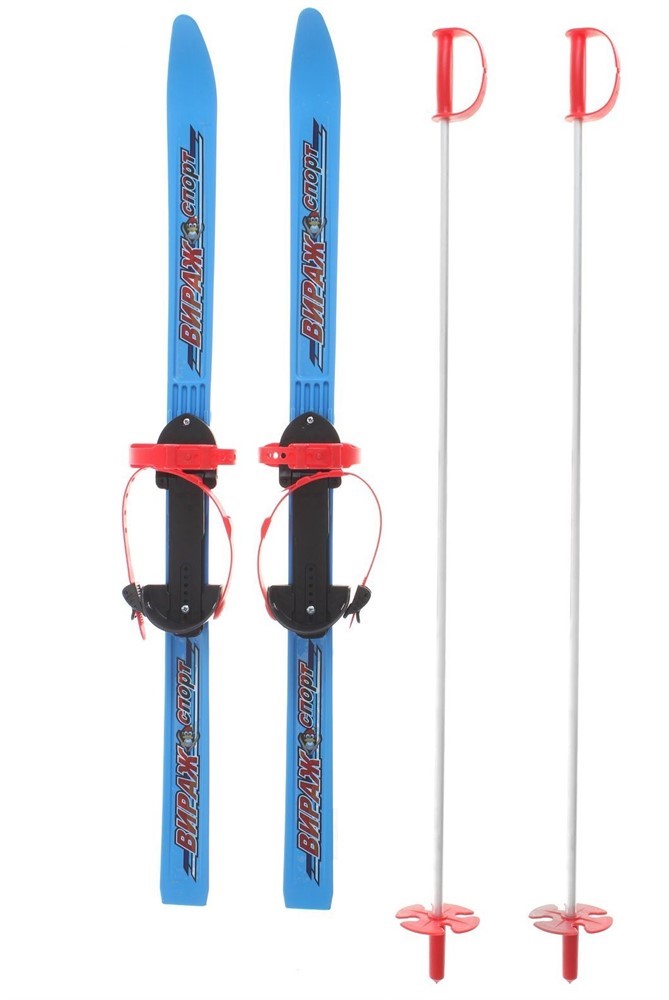 Лыжи детские Вираж-спорт с палками крепление Цикл (12) в сетке