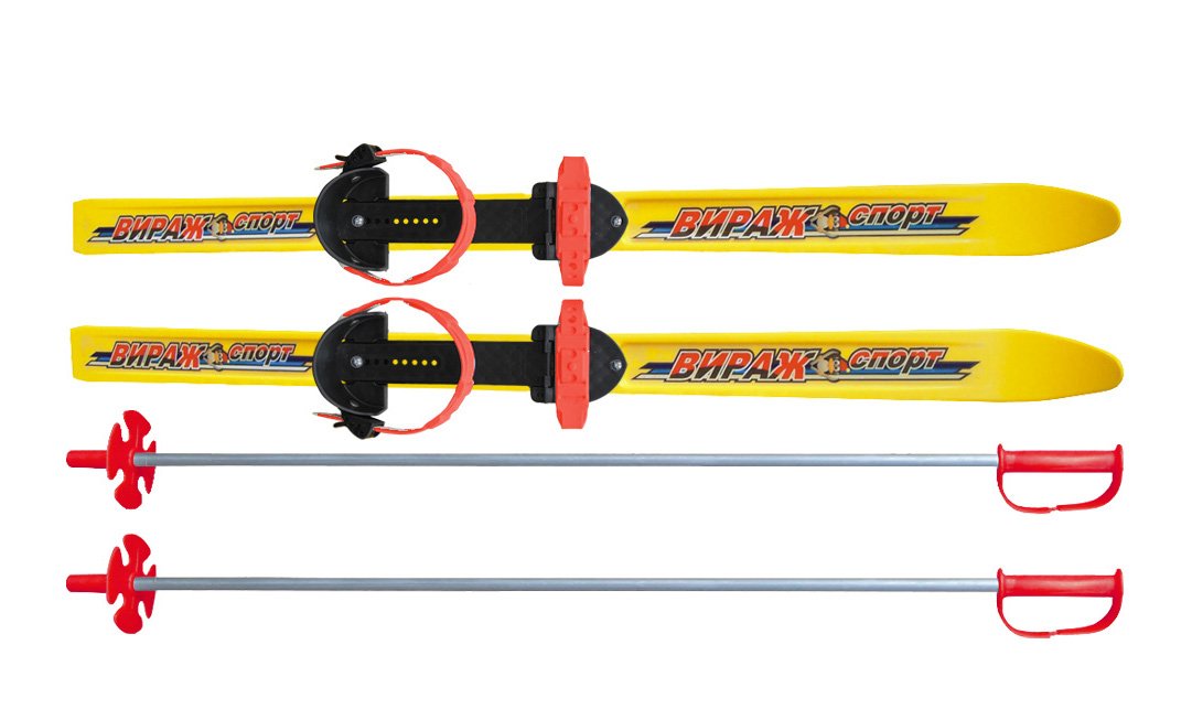 Лыжи детские Вираж-спорт с палками крепление Цикл (12) в сетке