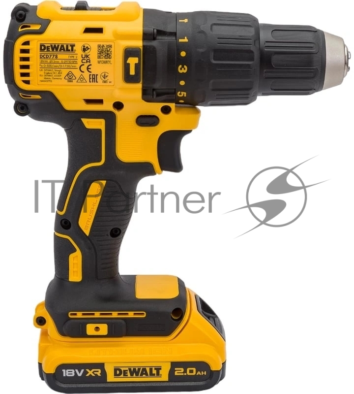 Дрель Dewalt Акку. удар. бесщеточная, 18В, 2 б DCD778D2T-QW