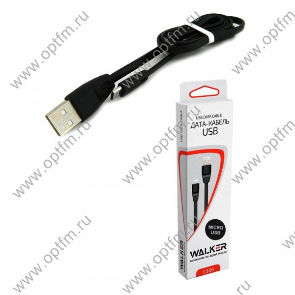 Кабель USB - micro USB WALKER C320 плоский черный