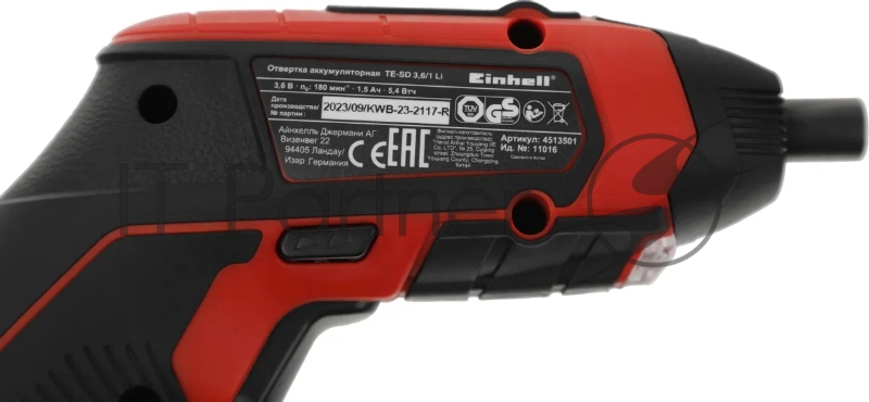 Отвертка акк. Einhell TE-SD 3,6/1 Li (4513501) 3.6В/1.5Ач, 4.5 Нм, хвостовик 6.35, 1/4