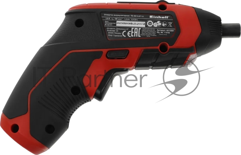 Отвертка акк. Einhell TE-SD 3,6/1 Li (4513501) 3.6В/1.5Ач, 4.5 Нм, хвостовик 6.35, 1/4