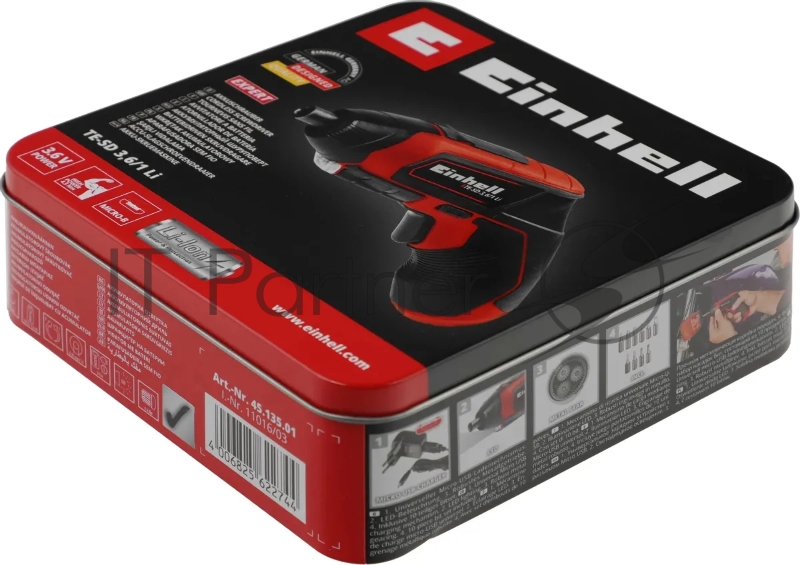 Отвертка акк. Einhell TE-SD 3,6/1 Li (4513501) 3.6В/1.5Ач, 4.5 Нм, хвостовик 6.35, 1/4