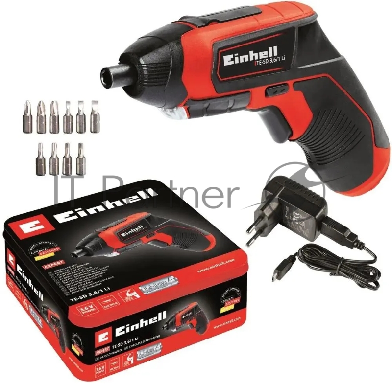 Отвертка акк. Einhell TE-SD 3,6/1 Li (4513501) 3.6В/1.5Ач, 4.5 Нм, хвостовик 6.35, 1/4