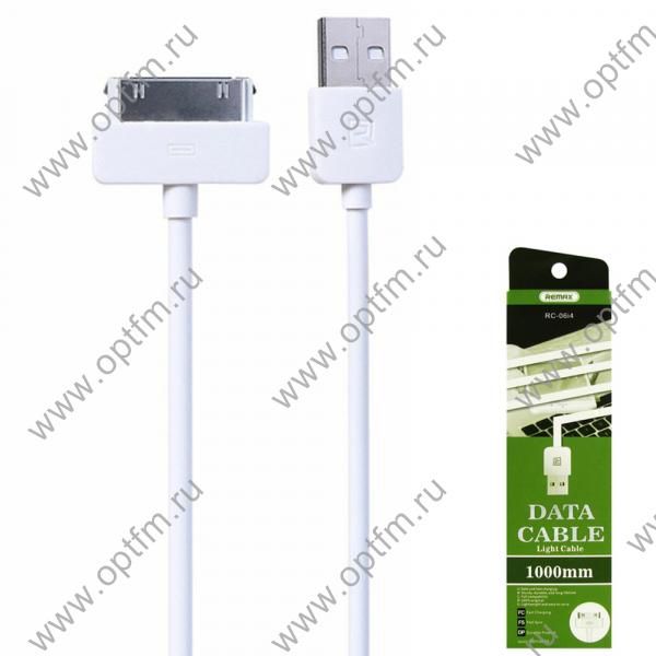 Кабель USB - Apple 30 pin REMAX (Light) RC-06i4 круглый белый (1м)