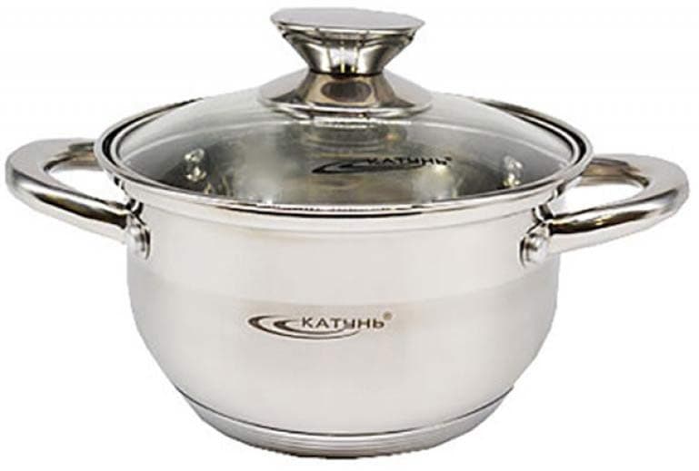 Кастрюля КАТУНЬ Диана KT 01 D 18 d=16 см,1,8 л, нерж сталь, со стек крышкой