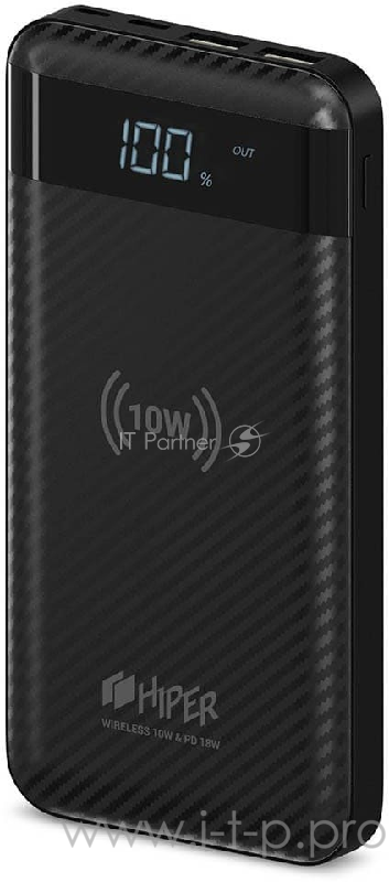 Внешний аккумулятор с беспроводной зарядкой HIPER SX10000 Li-Pol 10000 mAh, LED Screen QC+PD+Qi 10Вт