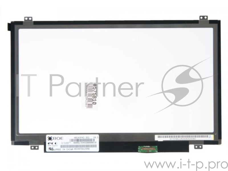 Матрица 14.0 Glare HB140FH1-301, WUXGA FHD 1920x1080, 30 Lamels DisplayPort, cветодиодная (LED), Hyundai-BOEhydis , уши В/Н