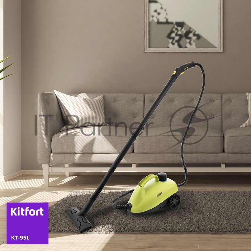 Пароочиститель напольный Kitfort KT-951 1250Вт черный/желтый