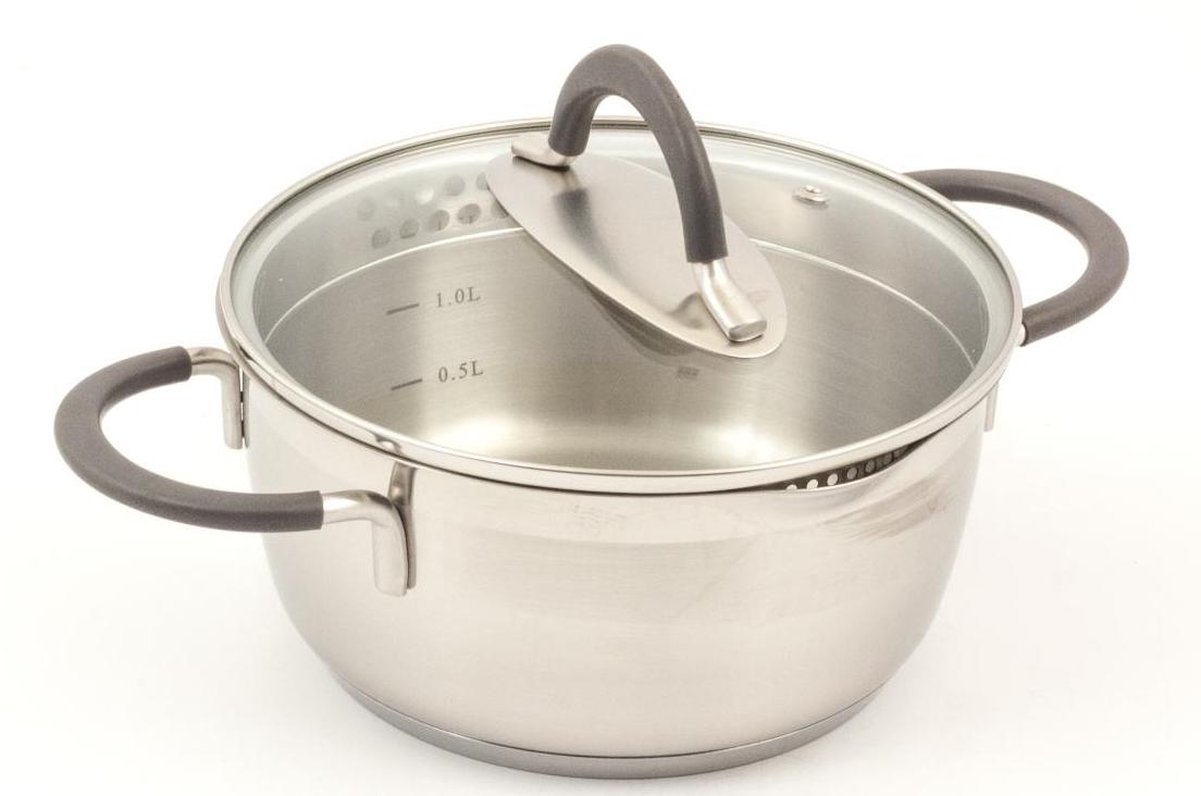 Кастрюля Tima ID-1820 с 2-мя носиками с крышкой 2 л ИДЕАЛ с силикон. ручками