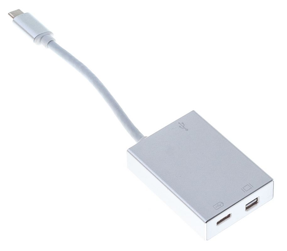 Переходник Buro USB Type-C (m) miniDisplayPort (f) USB Type-C (f) USB 3.0 A(f) 0.1м серебристый