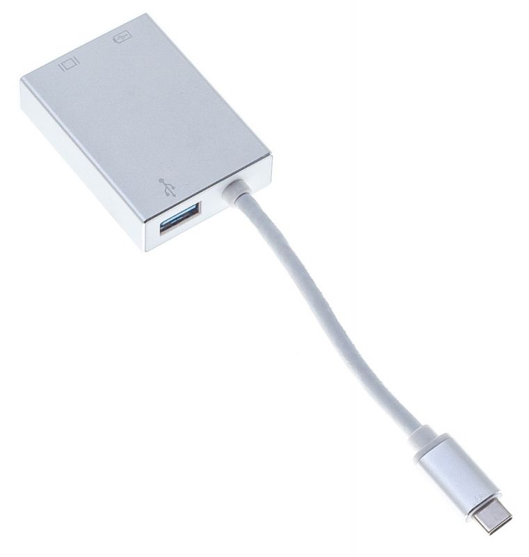 Переходник Buro USB Type-C (m) miniDisplayPort (f) USB Type-C (f) USB 3.0 A(f) 0.1м серебристый