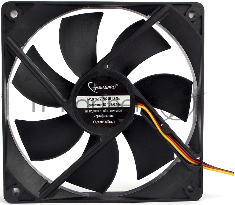 Вентилятор Gembird, 120x120x25, гидрод., тихий, 3 pin/4pin Molex, провод 30 см