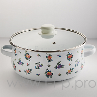 Кастрюля эмалированная METALLONI EM-240042/60 со стеклянной крышкой (д=24см4,0л) (12)