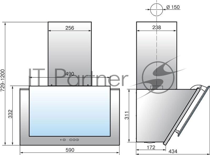 Вытяжка каминная Elikor Рубин 60П-650-К3Д черный управление: кнопочное (1 мотор)