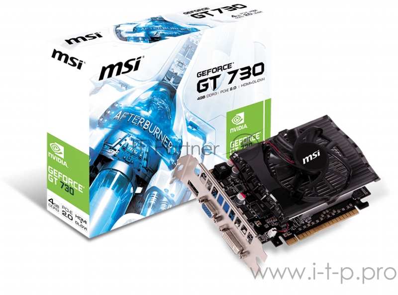 Видеокарта MSI PCI-E N730-4GD3 nVidia GeForce GT 730 4096Mb 128bit DDR3 750/1000 DVIx1/HDMIx1/CRTx1/HDCP Ret