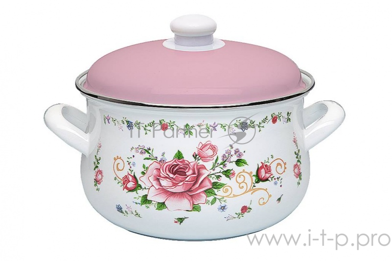 Кастрюля эмалированная МАРУСЯ/ MARUSYA 44/20, 4 л (бел.) Розовый букет эмал. кр.