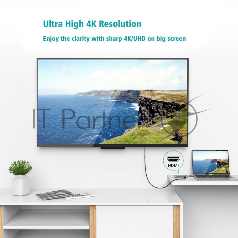 Кабель-адаптер USB3.1 Type-CM-->HDMI 4K*60Hz +3USB3.0+RJ45+TF+SD+PD charging VCOM <CU463>