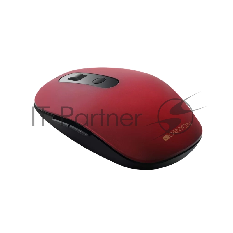 Мышь Canyon 2 in 1 Wireless optical mouse with 6 buttons, DPI 800/1000/1200/1500, 2 mode(BT/ 2.4GHz), Battery AA*1pcs, Red, silent switch for right/left keys, 65.4*112.25*32.3mm, 0.092kg
