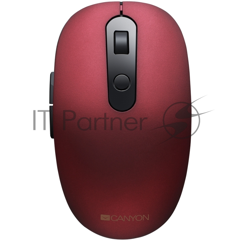 Мышь Canyon 2 in 1 Wireless optical mouse with 6 buttons, DPI 800/1000/1200/1500, 2 mode(BT/ 2.4GHz), Battery AA*1pcs, Red, silent switch for right/left keys, 65.4*112.25*32.3mm, 0.092kg