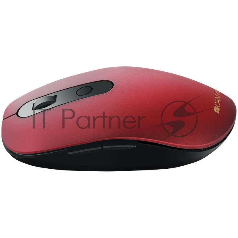 Мышь Canyon 2 in 1 Wireless optical mouse with 6 buttons, DPI 800/1000/1200/1500, 2 mode(BT/ 2.4GHz), Battery AA*1pcs, Red, silent switch for right/left keys, 65.4*112.25*32.3mm, 0.092kg