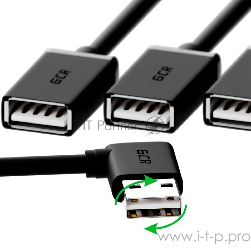 Хаб Greenconnect USB 2.0 гибкий 0.35m для 3-х устройств одновременно, двусторонний угловой AM / 3 х AF, черный, GCR-51545 Greenconnect USB 2.0 Хаб гибкий 0.35m для 3-х устройств одновременно, двусторонний угловой AM / 3 х AF, черный, GCR-51545