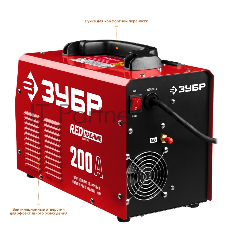 Полуавтомат сварочный ЗУБР ПС-200 инверторный, 200 А, MIG/MAG/MMA, 6400 Вт, 220 В, 1.6-5 мм