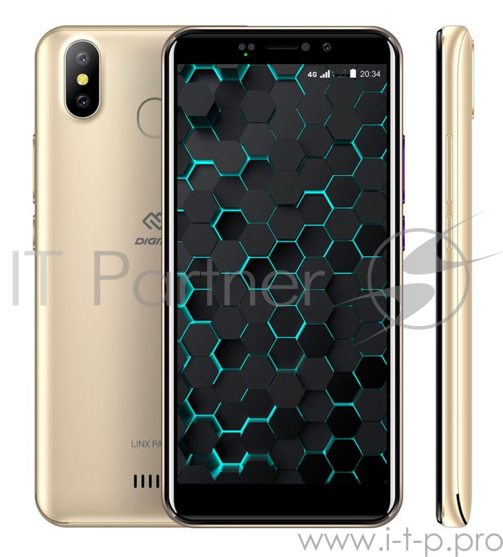 Смартфон Digma Pay 4G Linx 16Gb 2Gb золотистый моноблок 3G 4G 2Sim 5.45 720x1440 Android 8.1 13Mpix WiFi NFC GPS GSM900/1800 GSM1900 TouchSc MP3 FM microSD max128Gb