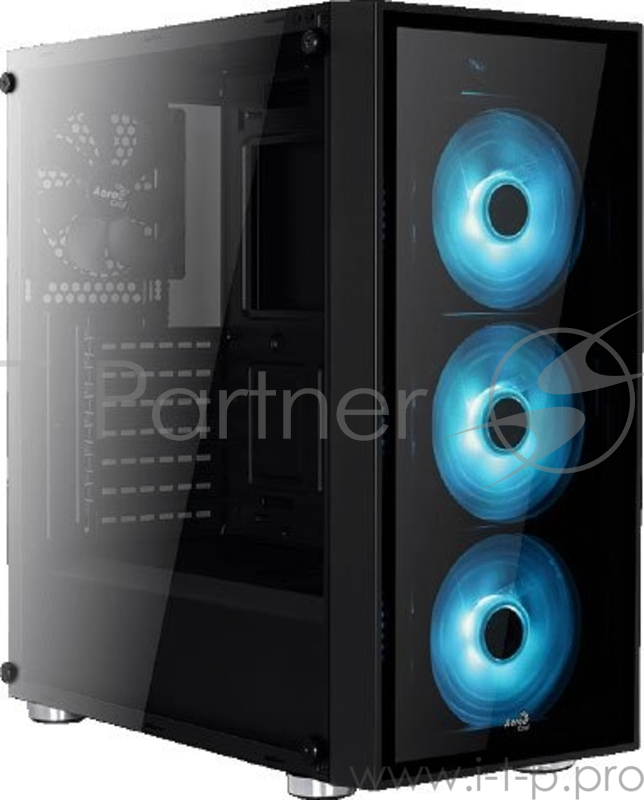 Корпус Aerocool Quartz RGB , ATX, без БП, закаленное стекло, 3x 12см RGB вентилятора + хаб P7-H1 в комплекте, 1x USB 3.0 + 2x USB 2.0