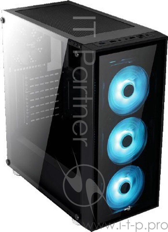 Корпус Aerocool Quartz RGB , ATX, без БП, закаленное стекло, 3x 12см RGB вентилятора + хаб P7-H1 в комплекте, 1x USB 3.0 + 2x USB 2.0