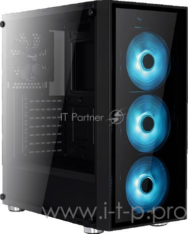 Корпус Aerocool Quartz RGB , ATX, без БП, закаленное стекло, 3x 12см RGB вентилятора + хаб P7-H1 в комплекте, 1x USB 3.0 + 2x USB 2.0