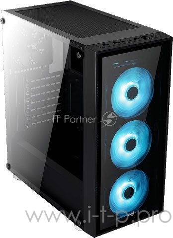 Корпус Aerocool Quartz RGB , ATX, без БП, закаленное стекло, 3x 12см RGB вентилятора + хаб P7-H1 в комплекте, 1x USB 3.0 + 2x USB 2.0