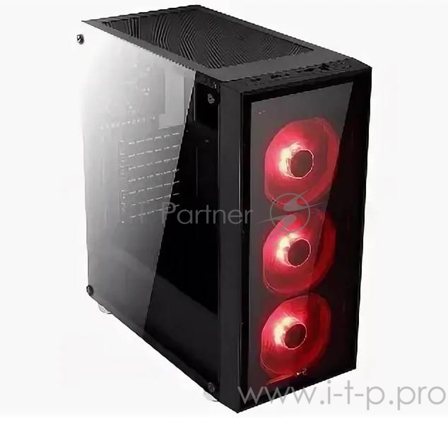 Корпус Aerocool Quartz Red , ATX, без БП, закаленное стекло спереди и сбоку, 3x 12см LED (красный), 1х 12см (черный) в комплекте, 1xUSB 3.0, 2xUSB 2.0