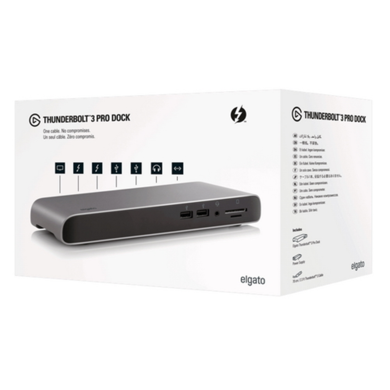 Elgato Thunderbolt™ 3 PRO Dock station, 2xThunderbolt™ 3 (USB Type-C), 2xUSB3.1 Type-C, DisplayPort, Audio In/Out, Gigabit Ethernet, 1xSD Card Reader